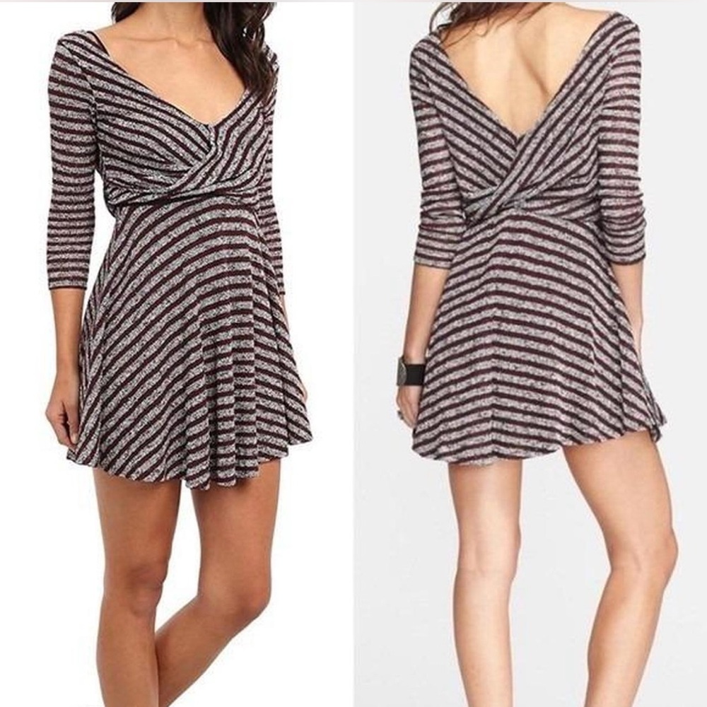 Free People Black and Gray Backless Dress